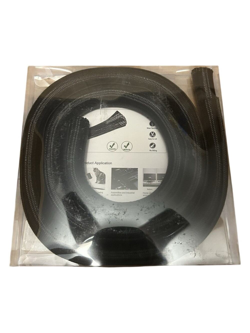QCSIW Cable Sleeve 3 Pack Split Braided 3/4 in x 5 ft Black Wire Loom Cord Cover